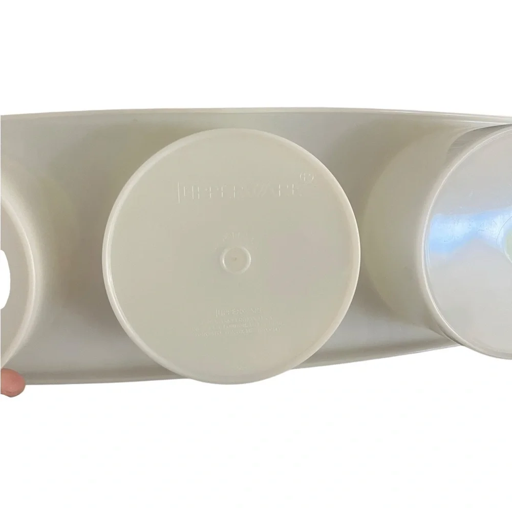 Tupperware Vintage 3 in 1 Condiment Tray‎ With Lids 732-2 Set of Two
